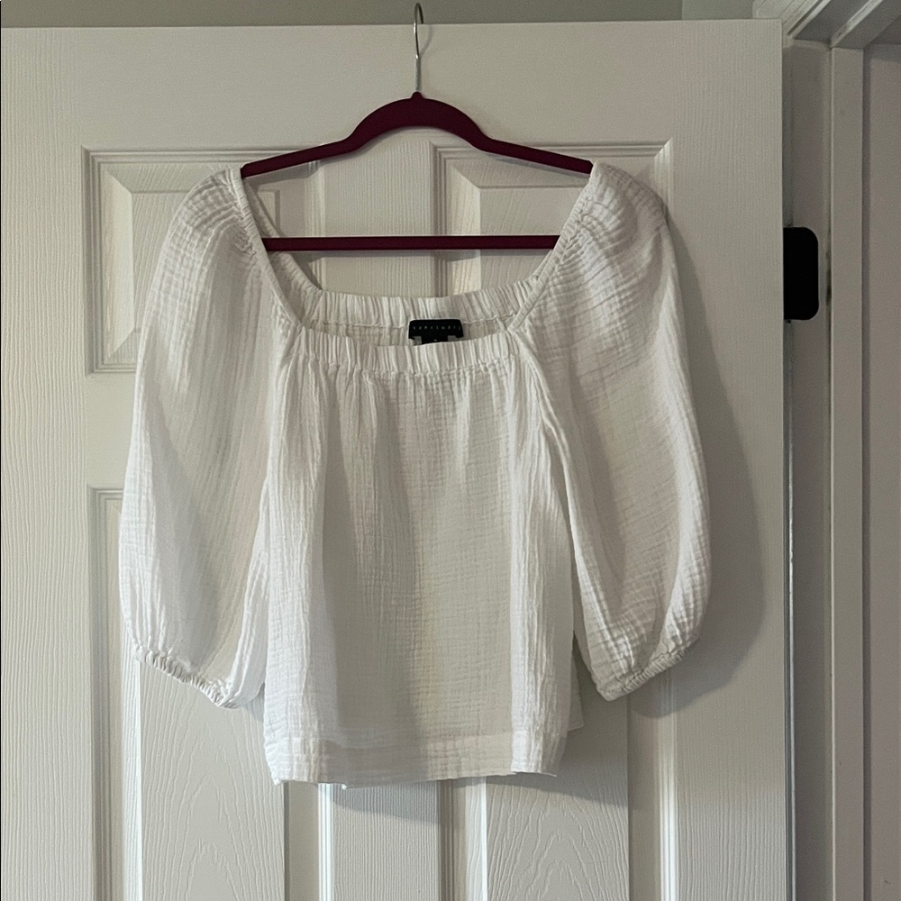 Sanctuary White Blouse with Puff Sleeves